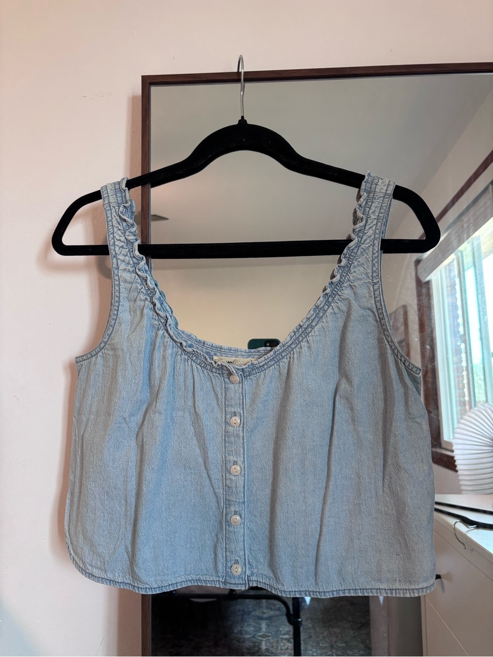 Madewell Light Blue Denim Button-Front Tank Top